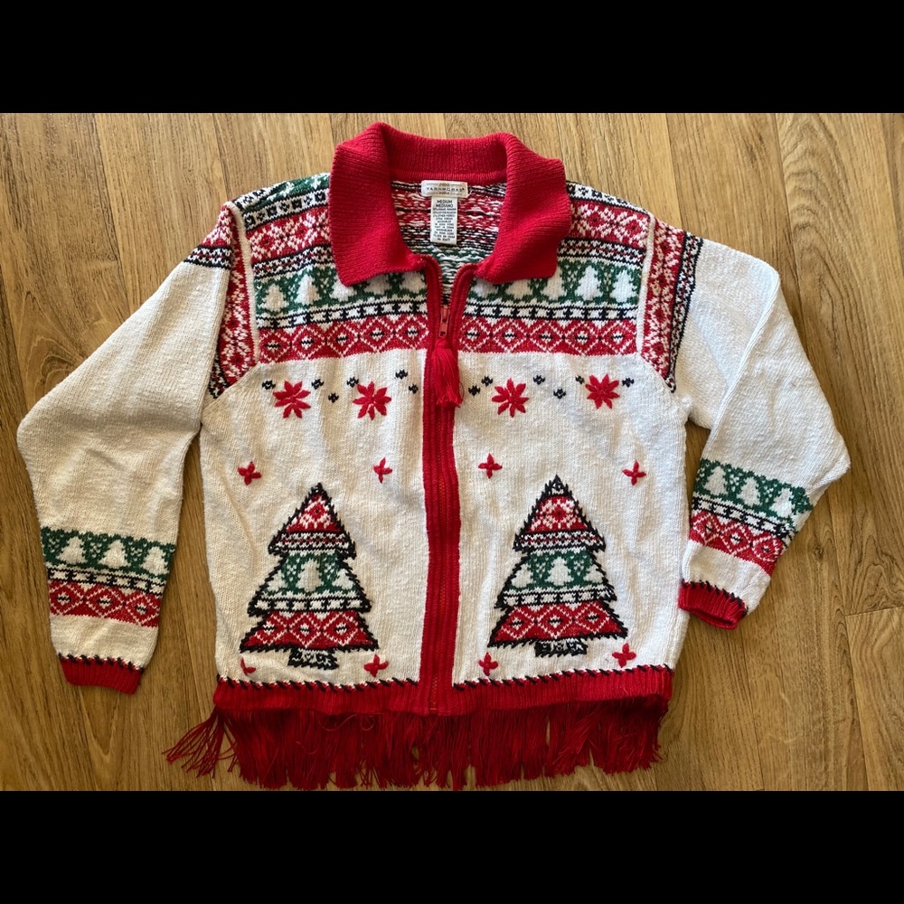 Vintage Ugly Christmas Sweater w/fringe size m